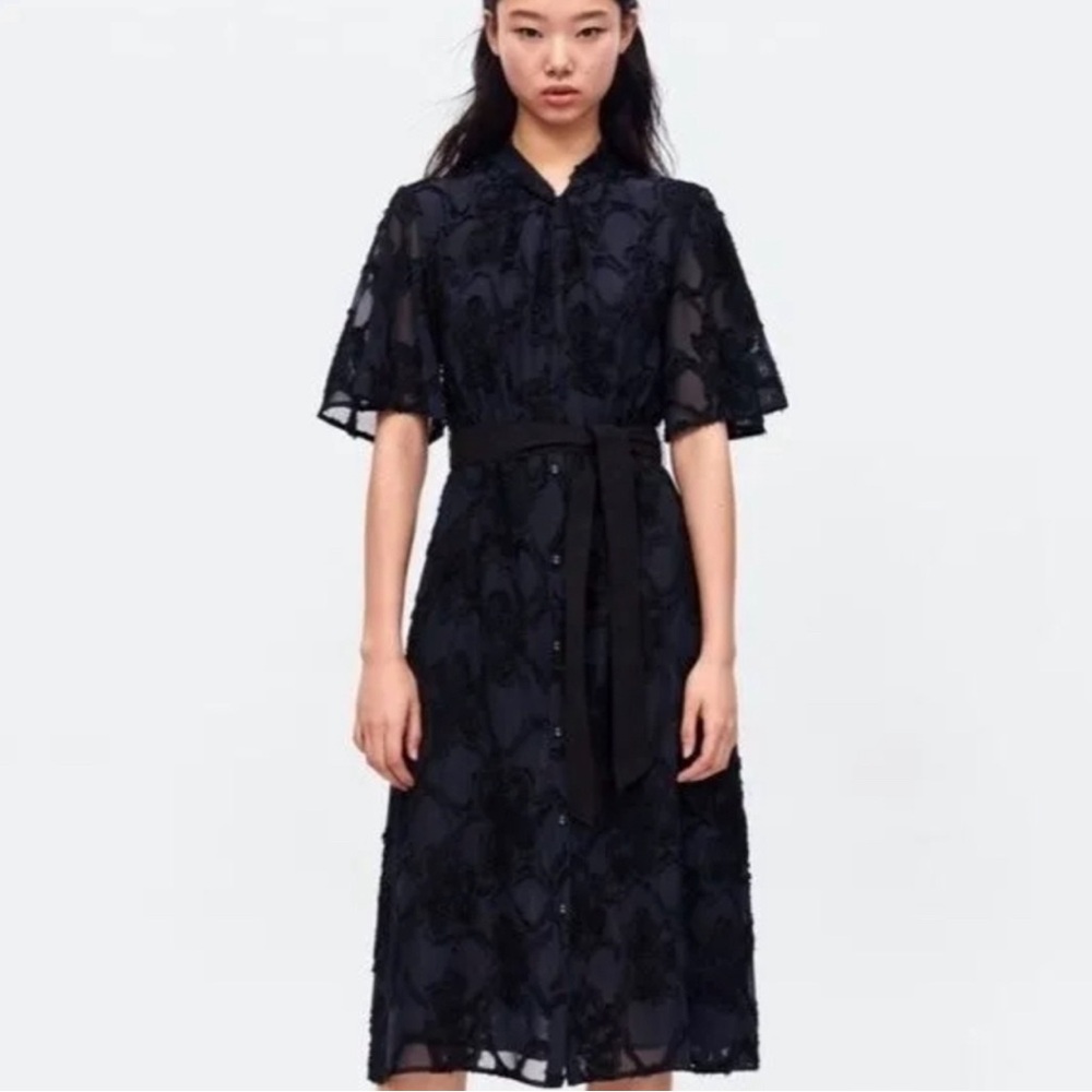 Zara jacquard midi dress